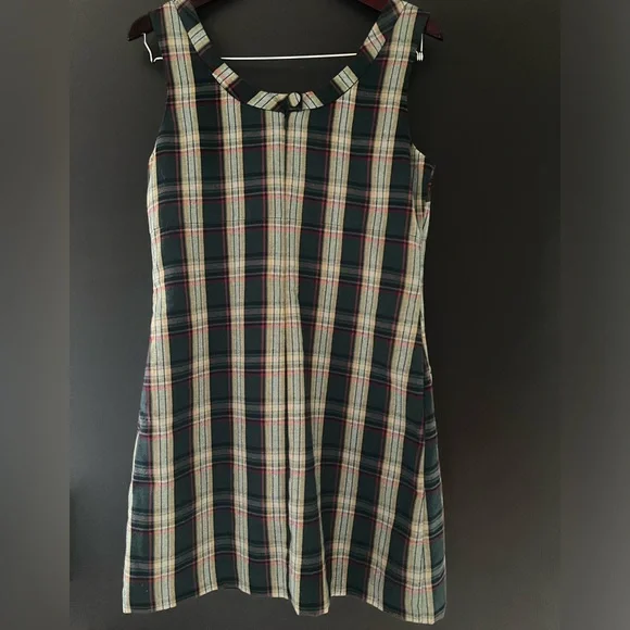 Vintage Y2K Old Navy Plaid Mod Pinafore Academia Mini Dress - Picture 10 of 12